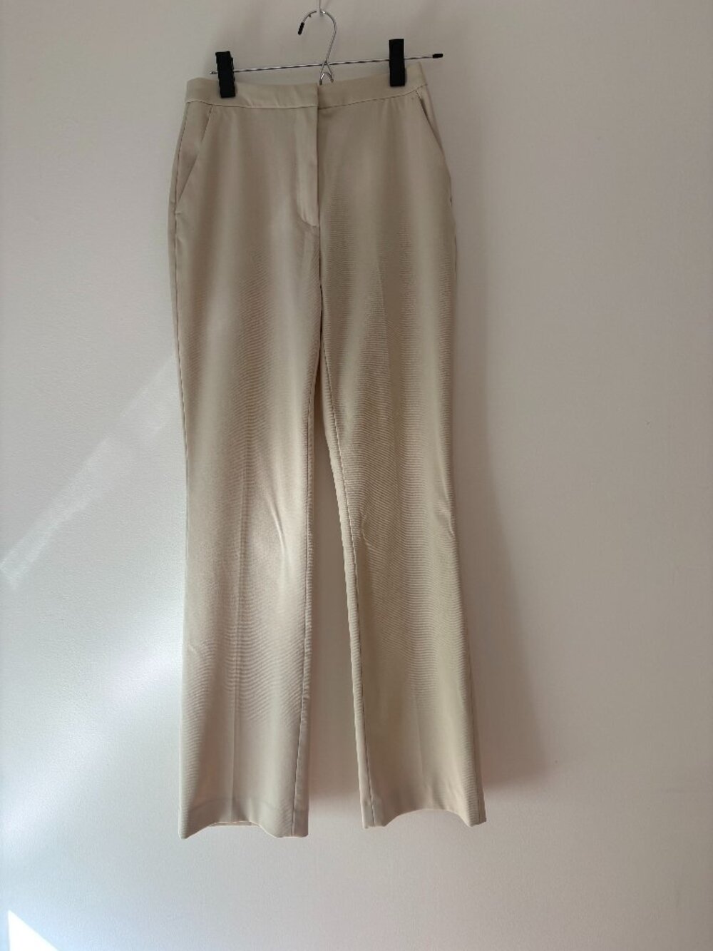 H&M Beige High Waisted Straight Leg Trousers Size 4